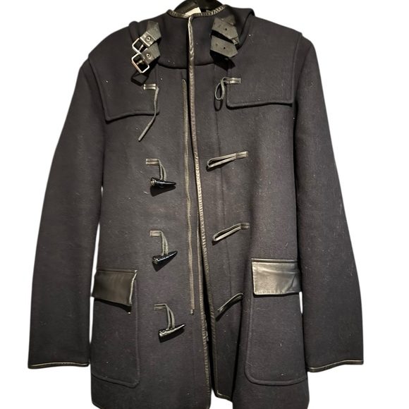 The Kooples Other - The Kooples Black Military Hooded Toggle Jacket with leather pocket flaps.  NWT